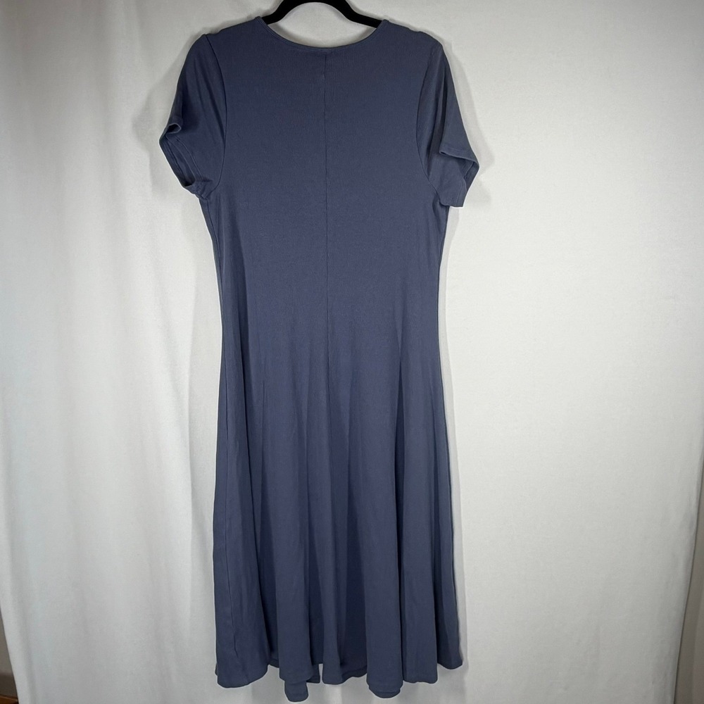 Universal Thread Womens Dress 1X Blue Ribbed Button Front Short Sleeve Midi - Picture 3 of 7